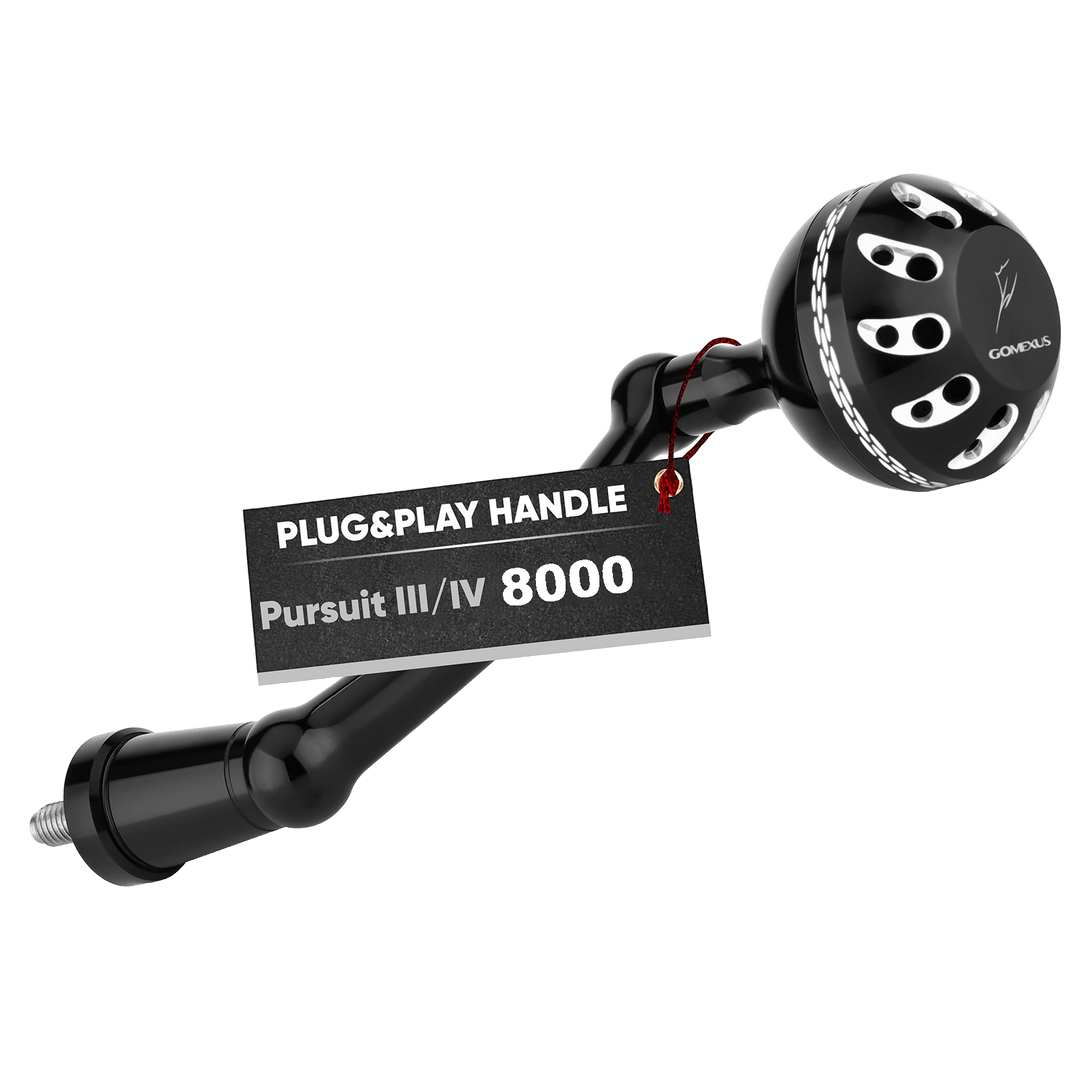 Gomexus Plug&Play Aluminum Power Handle For Penn Pursuit III&IV Gomexus Pursuit III/IV 8000 Black/Silver