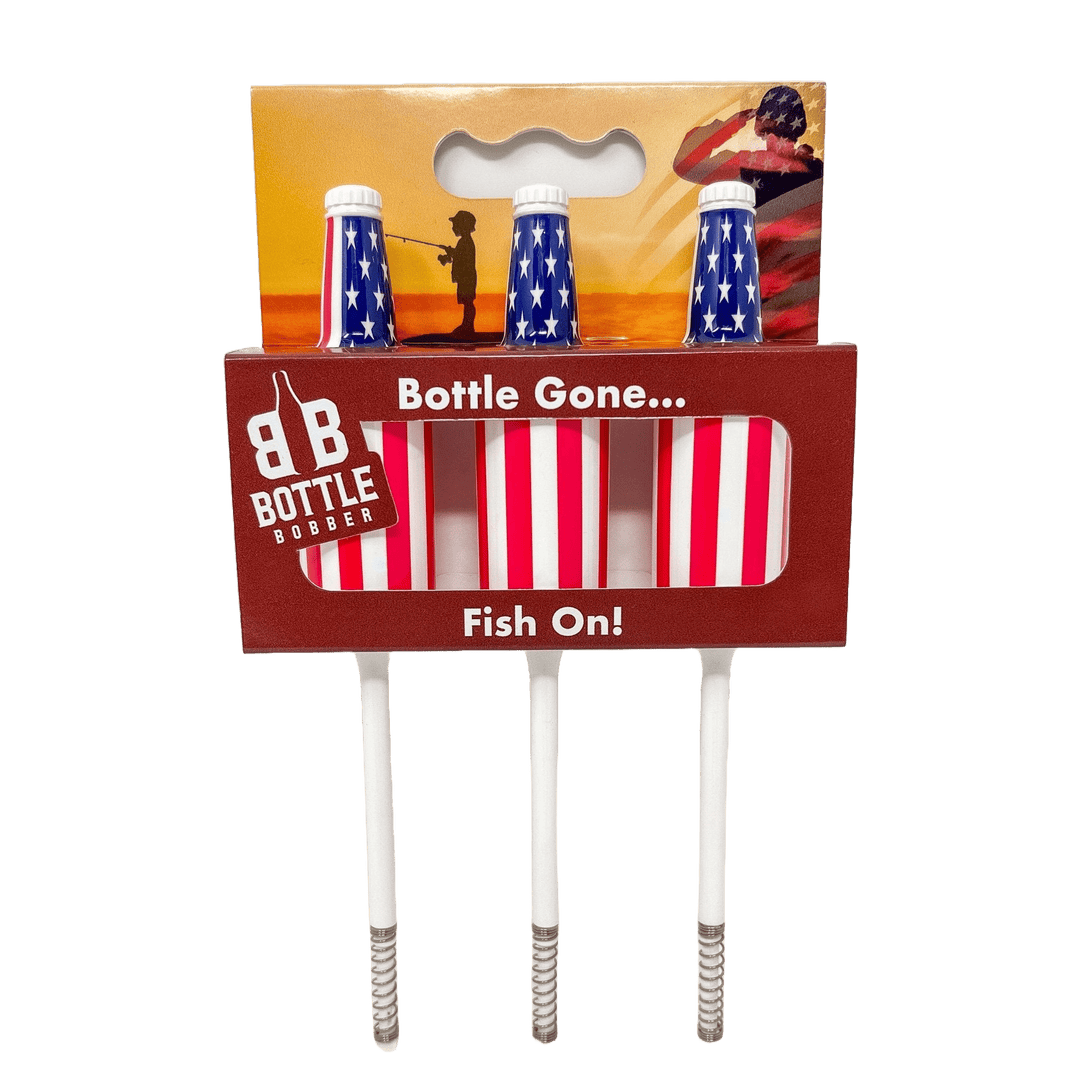 Bottle Bobbers - American Flag Red & White Fishing Bobber - 3-Pack Fishing Floats & Bobbers Southern Bell Brands