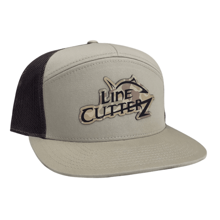 Line Cutterz Meshback Flatbill 7-Panel Snapback Hats Line Cutterz Khaki/Brown Duck Camo