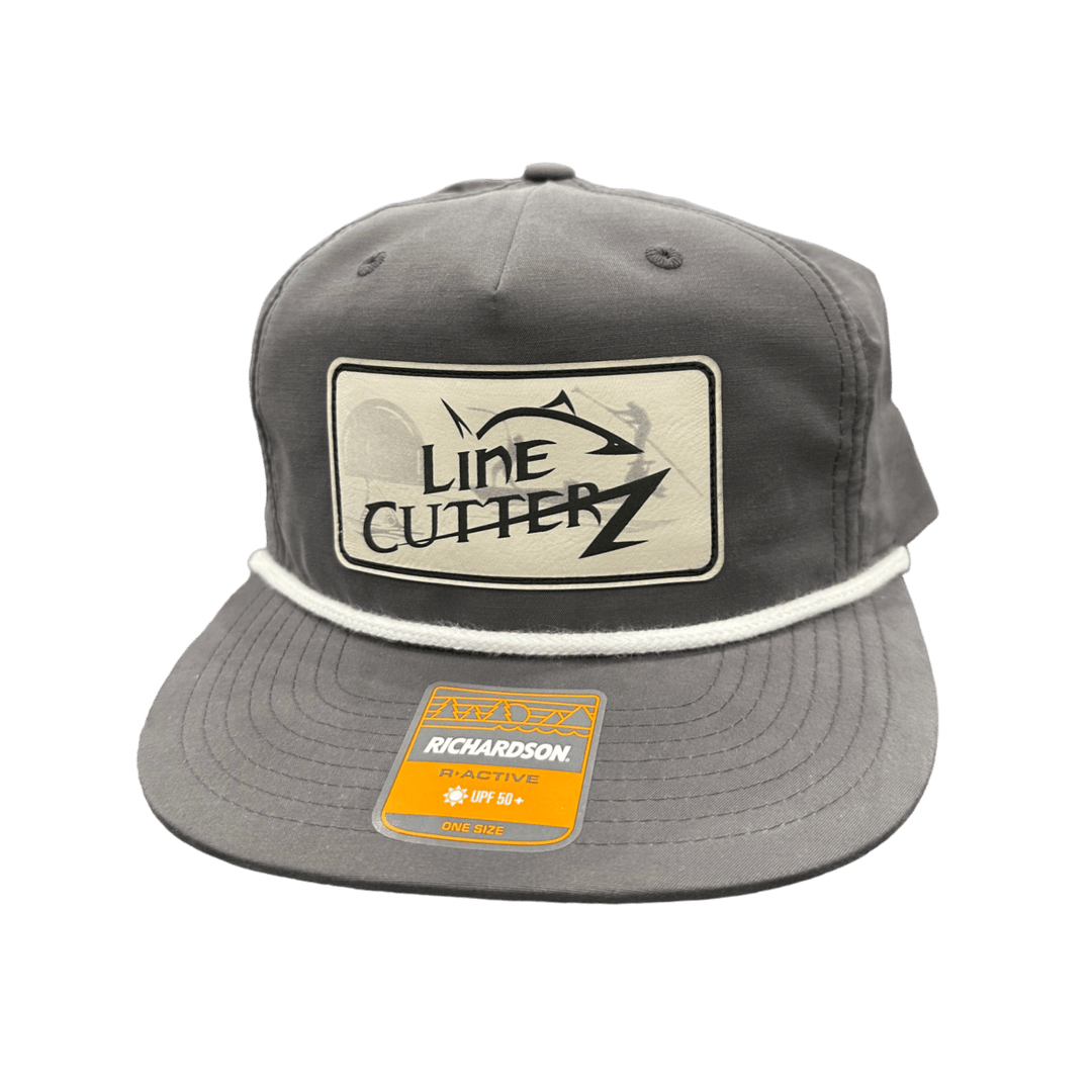 Line Cutterz Performance Snapback Rope Hat Hats Line Cutterz Charcoal White Ivory Faux Leather Patch w/ Silhouette