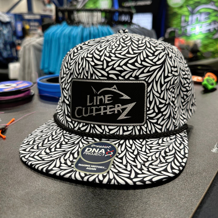 Line Cutterz Floral Rope Hat Hats Line Cutterz Throwback Black Black Black Faux Leather Patch w/ Silver