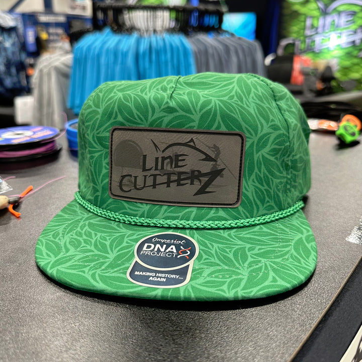 Line Cutterz Floral Rope Hat Hats Line Cutterz Green Floral Green Grey Faux Leather Patch w/ Silhouette