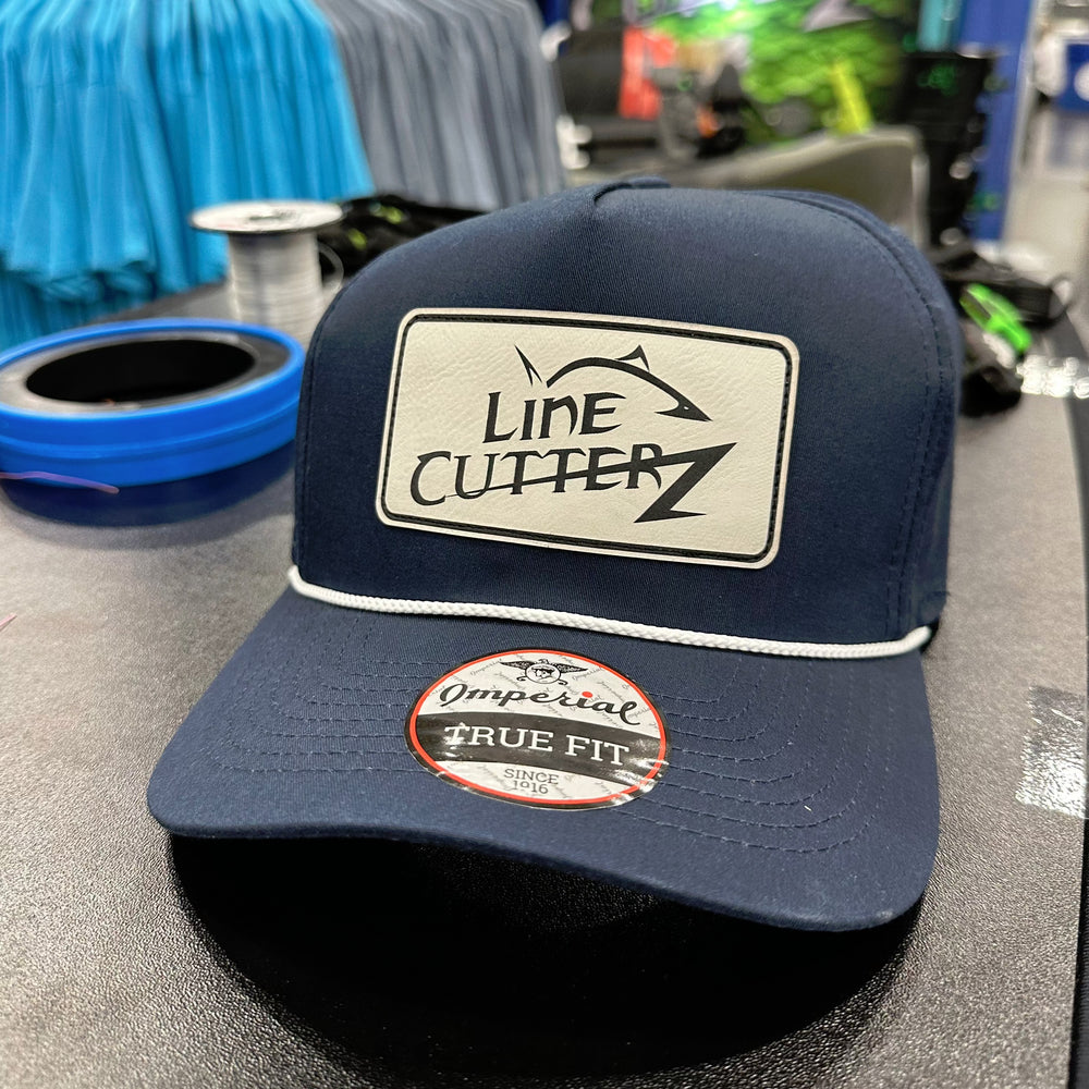 Line Cutterz Snapback Cotton Rope Hat Hats Line Cutterz Navy White Ivory Faux Leather Patch
