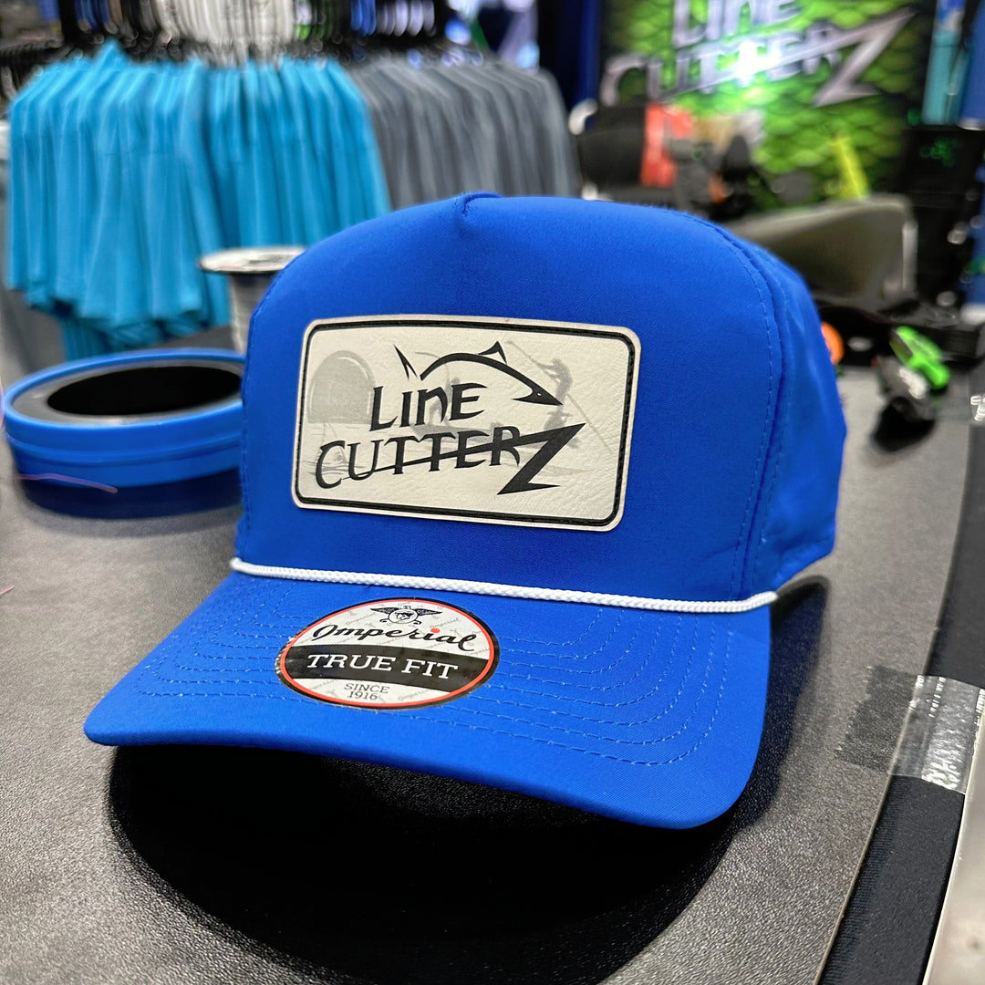 Line Cutterz Snapback Polyester Rope Hat Hats Line Cutterz Royal White Ivory Faux Leather Patch w/ Silhouette