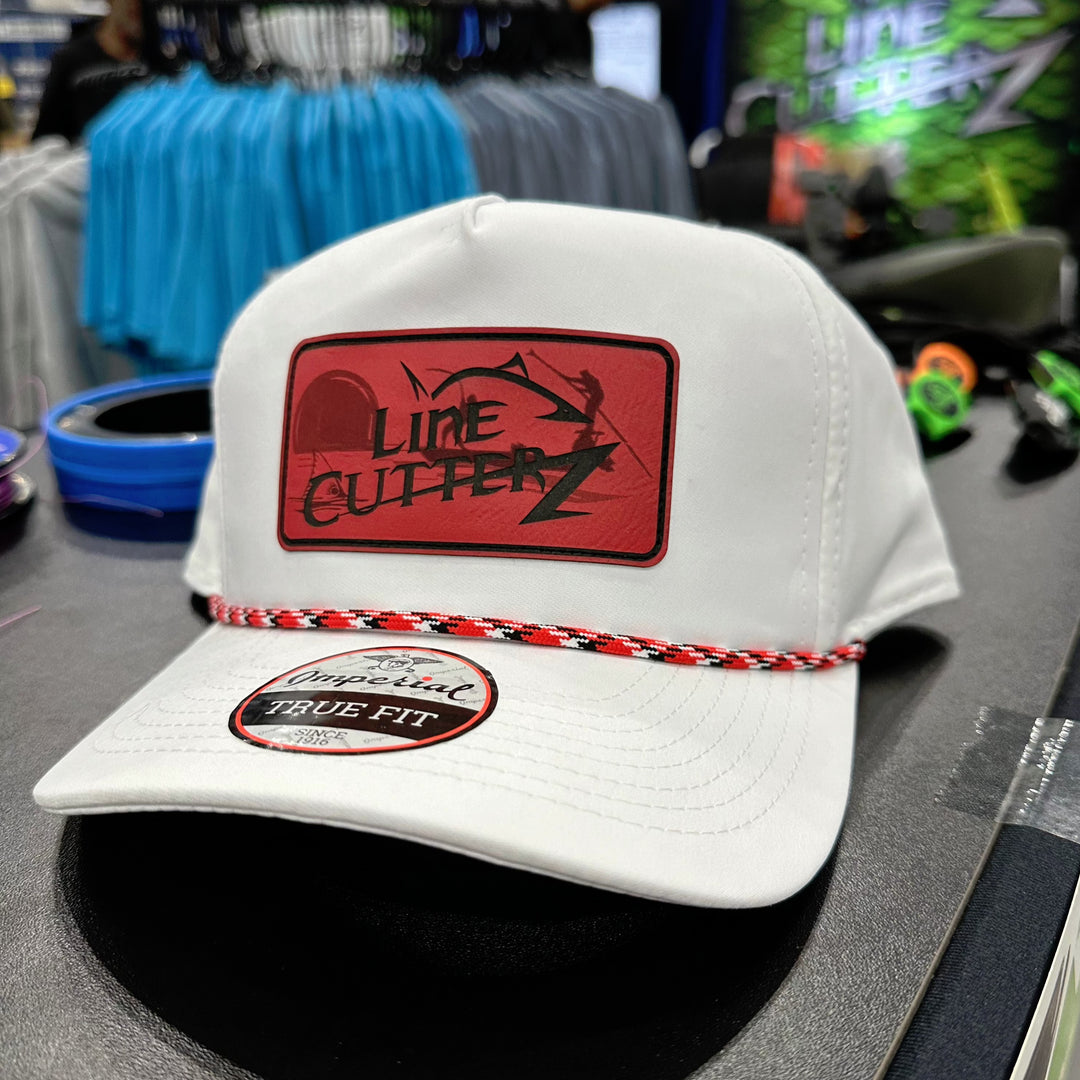 Line Cutterz Snapback Polyester Rope Hat Hats Line Cutterz White Red/Black/White Red Faux Leather Patch w/ Silhouette