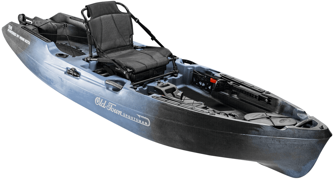 Old Town Sportsman 106 Powered by Minn Kota Vessels Old Town Canoe Steel Camo