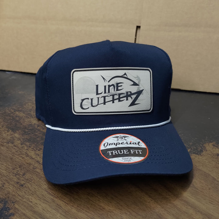 Line Cutterz Snapback Cotton Rope Hat Hats Line Cutterz Navy White Ivory Faux Leather Patch w/ Silhouette