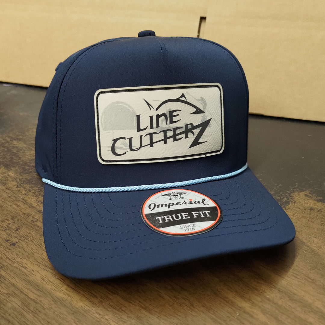 Line Cutterz Snapback Polyester Rope Hat Hats Line Cutterz Navy Powder Blue Ivory Faux Leather Patch w/ Silhouette