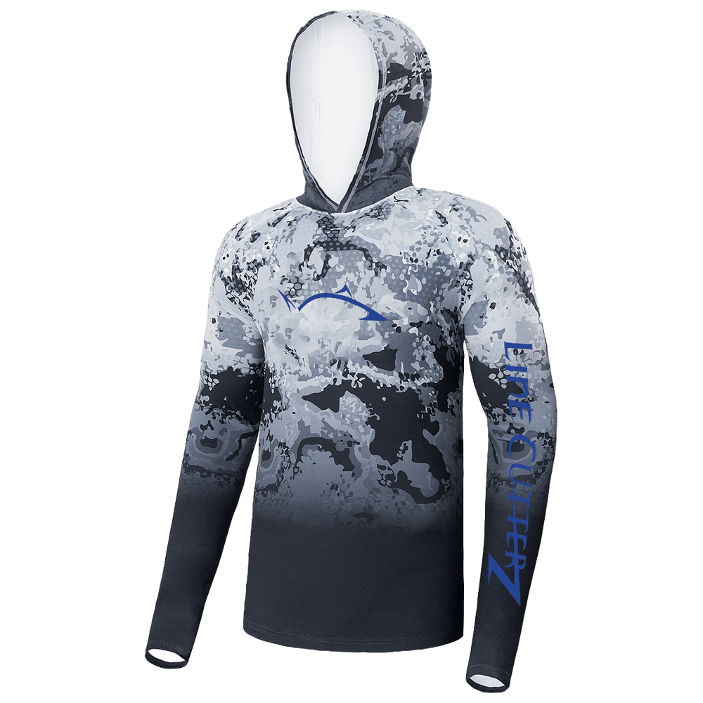 Line Cutterz Long-Sleeve Camo Fishing Hoodie Apparel Line Cutterz Grey Small