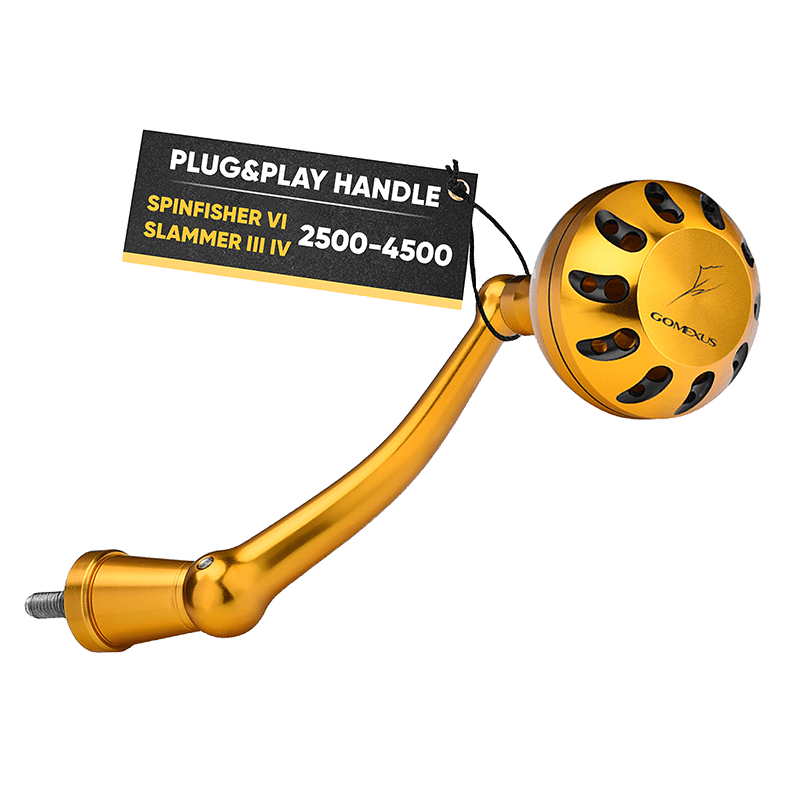 Gomexus Plug&play Aluminum Power Handle for Penn Spinfisher VI&VII and Slammer III&IV Gomexus Slammer/Spinfisher 2500-4500 Black/Gold