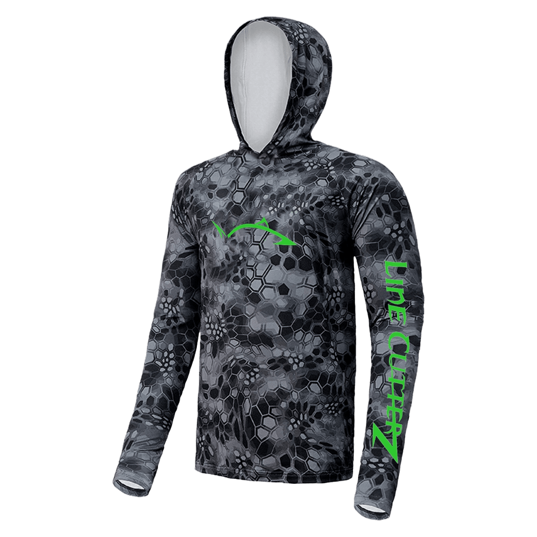 Line Cutterz Long-Sleeve Camo Fishing Hoodie Apparel Line Cutterz Black Small