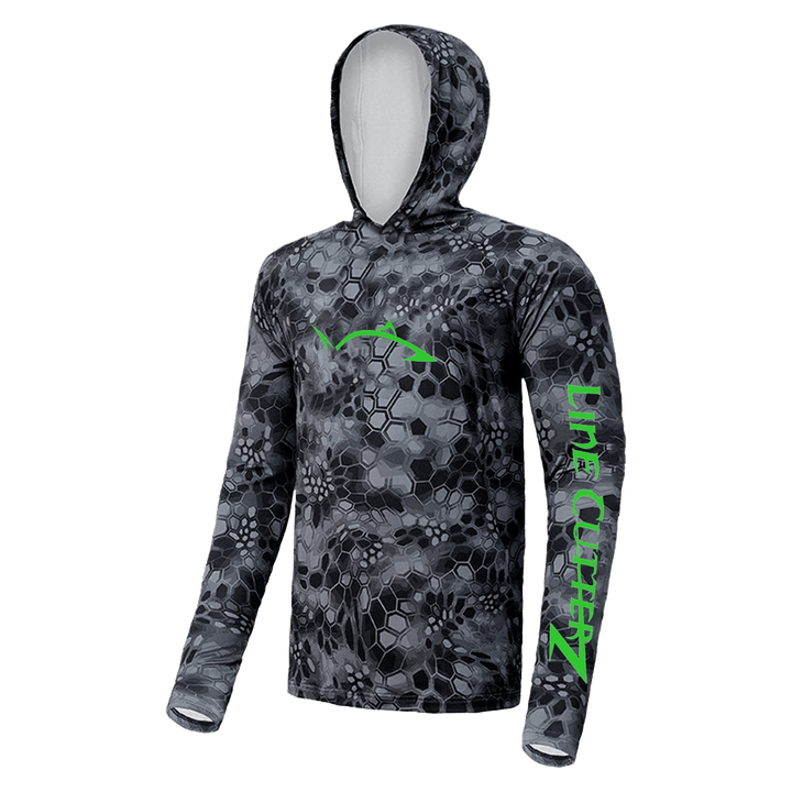 Line Cutterz Long-Sleeve Camo Fishing Hoodie Apparel Line Cutterz Black Small