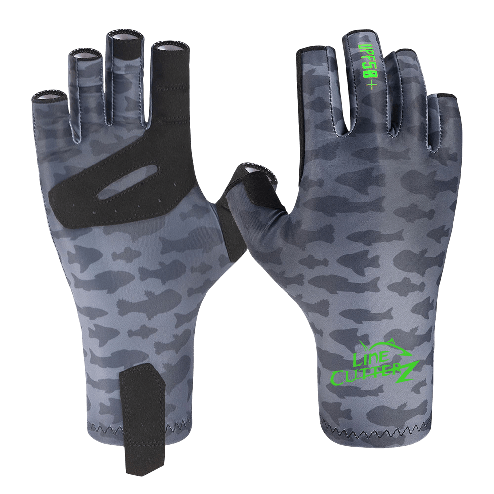 fishing gloves for braided line Fish Monkey FM15 The Crusher Glove XL / Blue Water Camo around neoprene strap with Velcro closure over woven cuff assures a secure fit and repels leader snags Fish Monkey FM22 Free Style