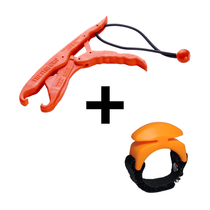 COMBO DEAL - Line Cutterz Ceramic Blade Ring + Lunker Tamers by The Fish Grip (Blaze Orange) Combo Cutter Line Cutterz 
