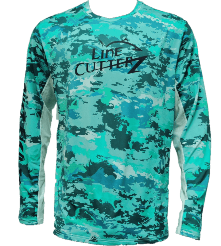 Camo Fishing Shirt Shirts Line Cutterz Seafoam Green Small 