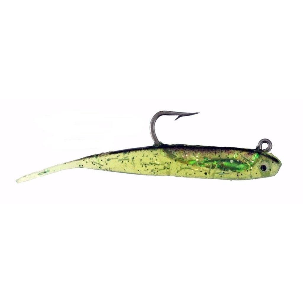 H&H Glass Minnow Double Rigs H&H Lure Company 3in - 1/8oz Chartreuse/Glitter/Black Back 