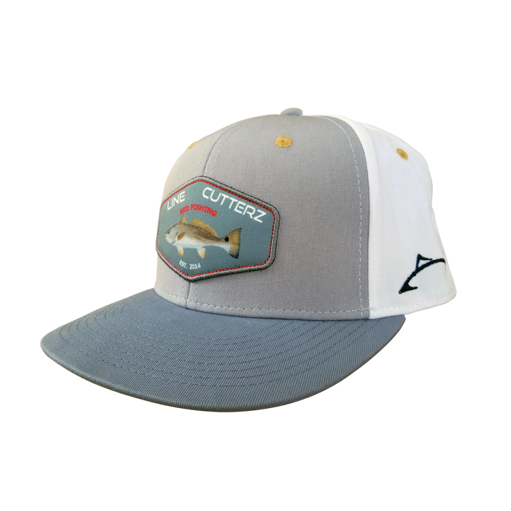 *NEW* Line Cutterz Light Gray Redfish Patch Snapback Hats Line Cutterz