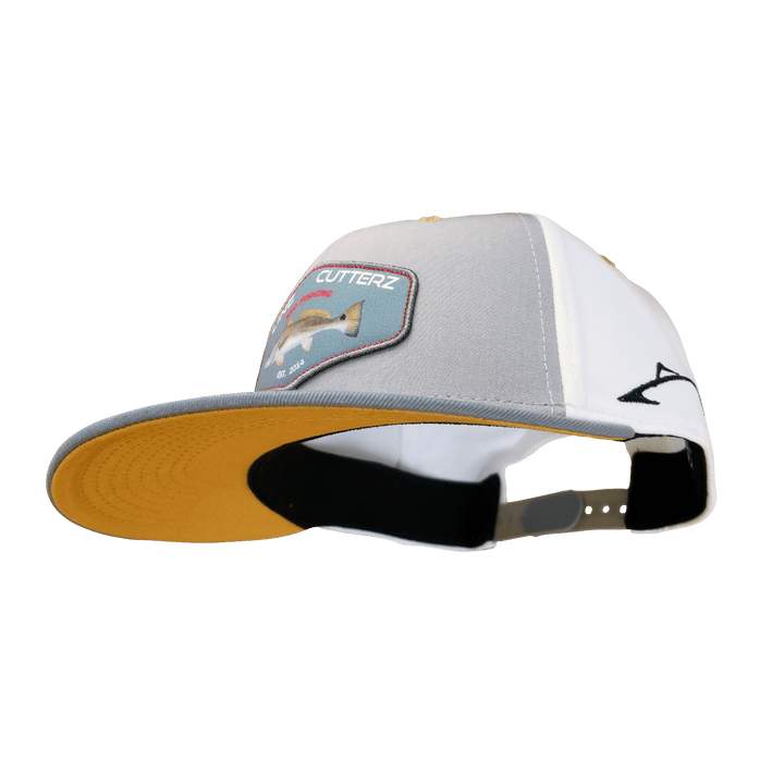 *NEW* Line Cutterz Light Gray Redfish Patch Snapback Hats Line Cutterz