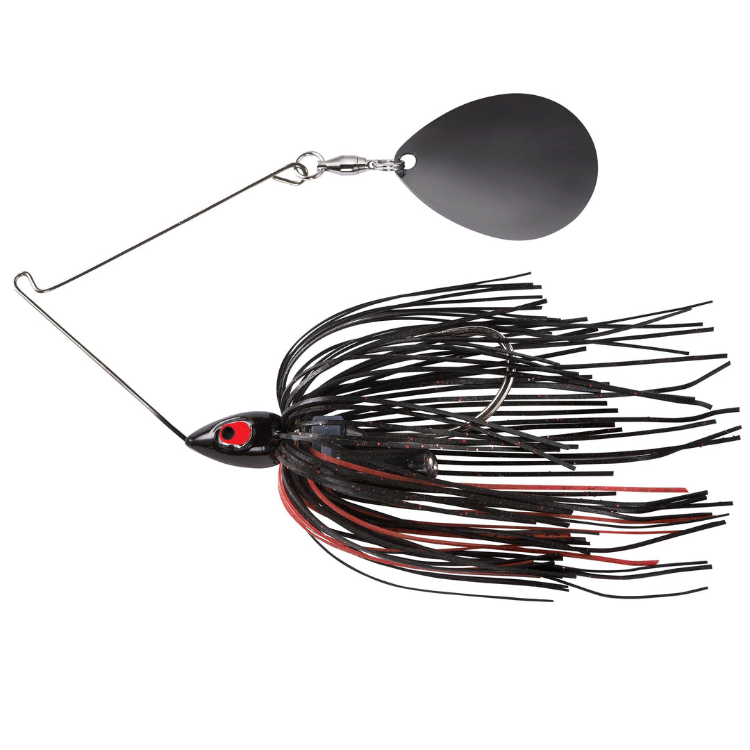 War Eagle Night Time Painted Head Single Colorado Black Nickel Spinnerbait Lure War Eagle Custom Lures 1/2 oz Black/Red 