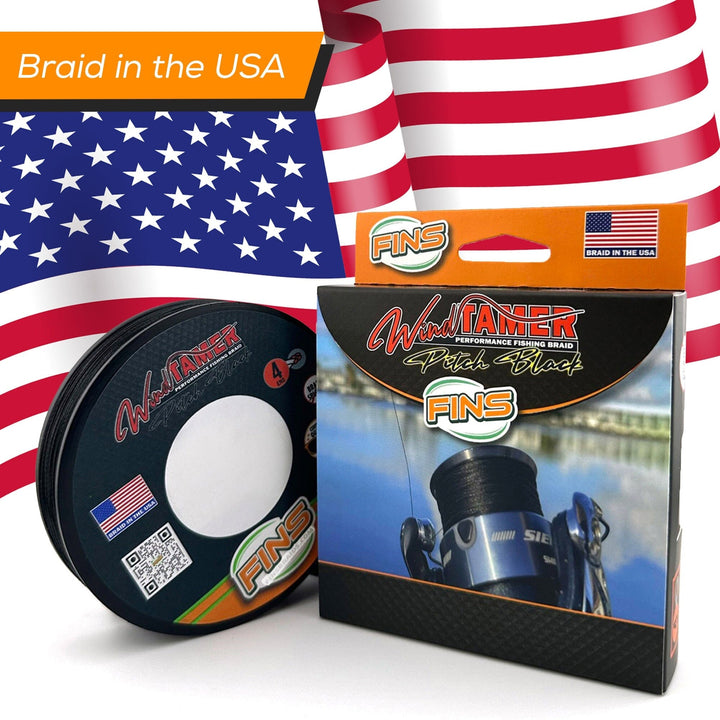 Windtamer Pitch Black Braid Fishing Line FINS Braids 