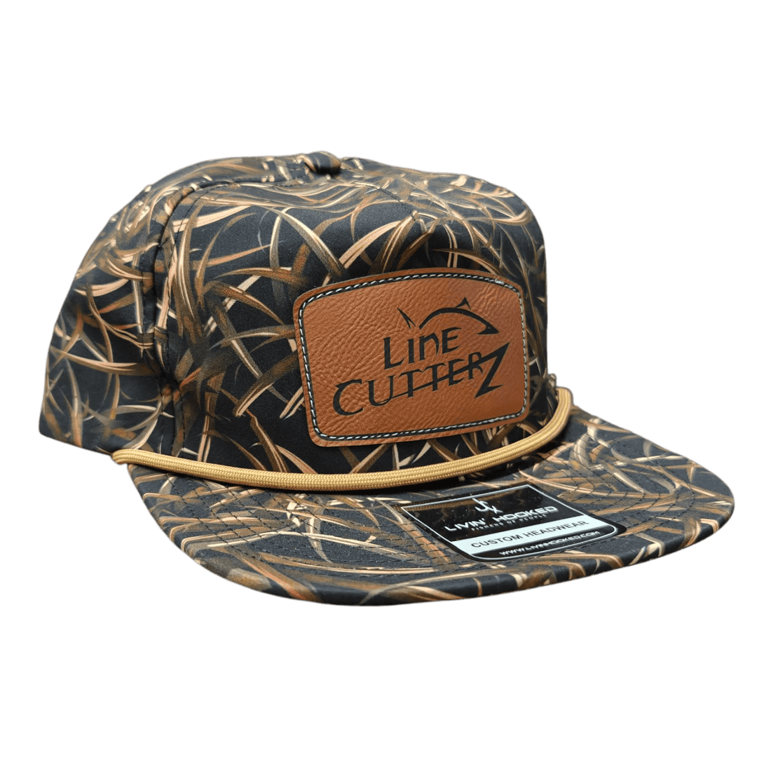 Line Cutterz Midnight Marsh Camouflage Rope Hat Hats Line Cutterz Midnight Marsh Brown Brown Faux Leather Patch