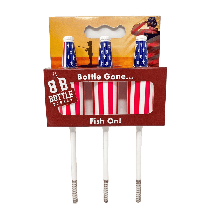 Bottle Bobbers - American Flag Red & White Fishing Bobber - 3-Pack Fishing Floats & Bobbers Southern Bell Brands 