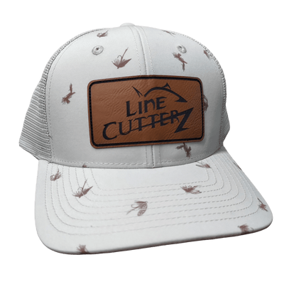 Line Cutterz Meshback Fly Fishing Hat Hats Line Cutterz Khaki Faux Leather Patch 