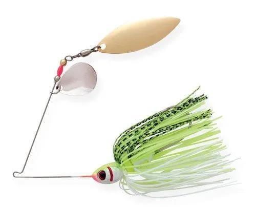 Booyah - Tandem Blade Spinnerbait Lure Booyah 1/4oz Chartreuse/White Shad Colorado/Willow
