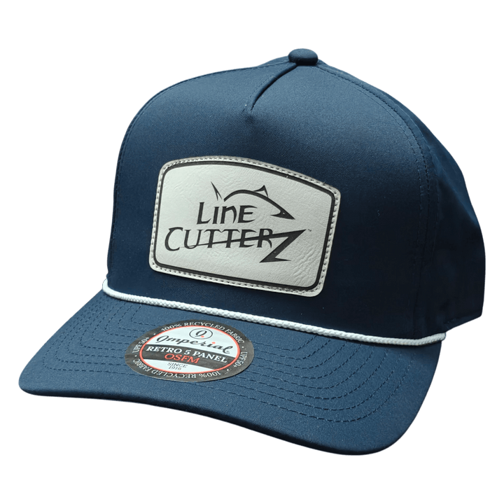 Line Cutterz Snapback Polyester Rope Hat Hats Line Cutterz Navy White Ivory Faux Leather Patch
