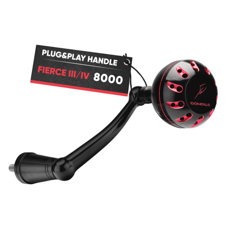Gomexus Plug&Play Aluminum Power Handle For Penn Fierce III&IV Gomexus Fierce III/IV 8000 Black/Red 
