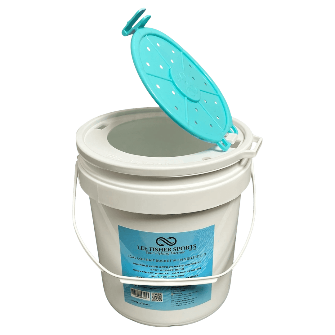1 Gallon Bait Bucket with Vented opening lid-White Lee Fisher Sports 
