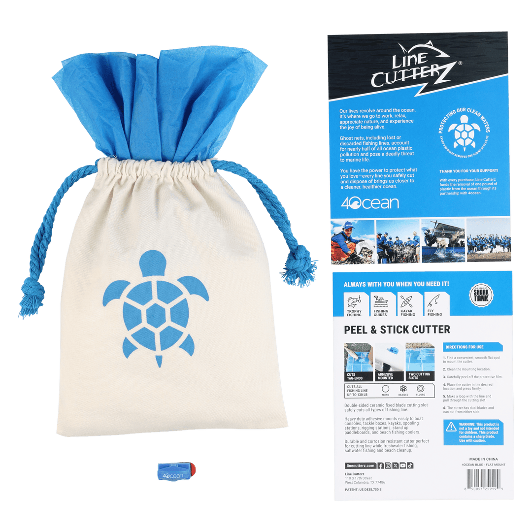 Line Cutterz x 4ocean Conservation Blue Fishing Line Cutting Peel 'n Stick Flat Mount Flat Mount Line Cutterz 