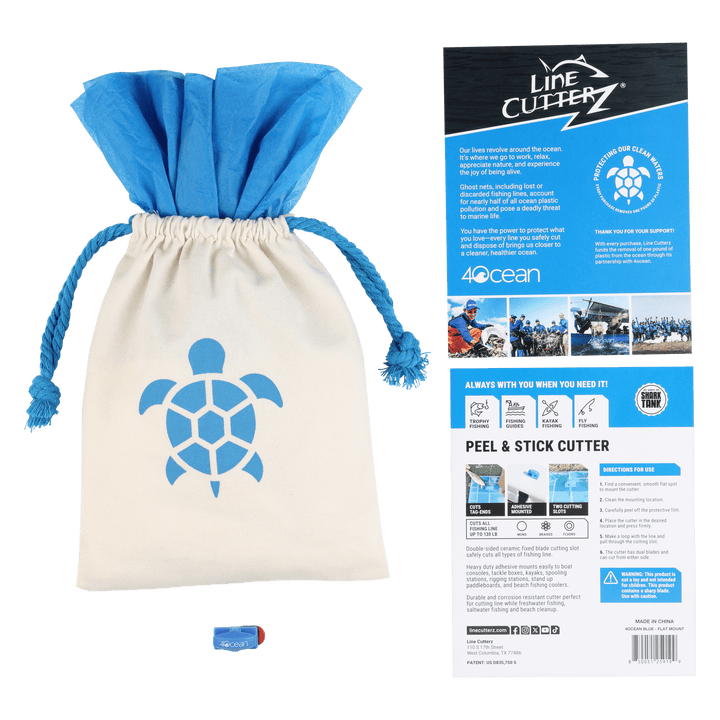 Line Cutterz x 4ocean Conservation Blue Fishing Line Cutting Peel 'n Stick Flat Mount Flat Mount Line Cutterz 