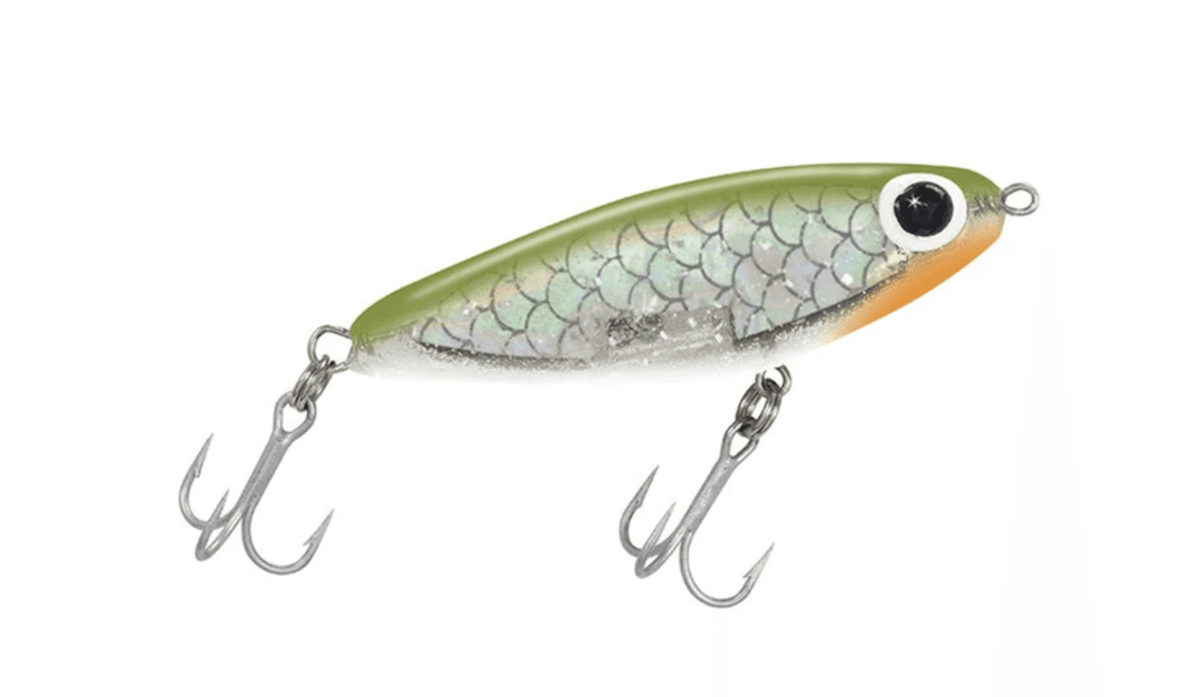 Paul Brown's Soft-Dine XL Suspending Twitchbait Lure Mirrolure Bayou Green Back/Silver Whisker Glitter 