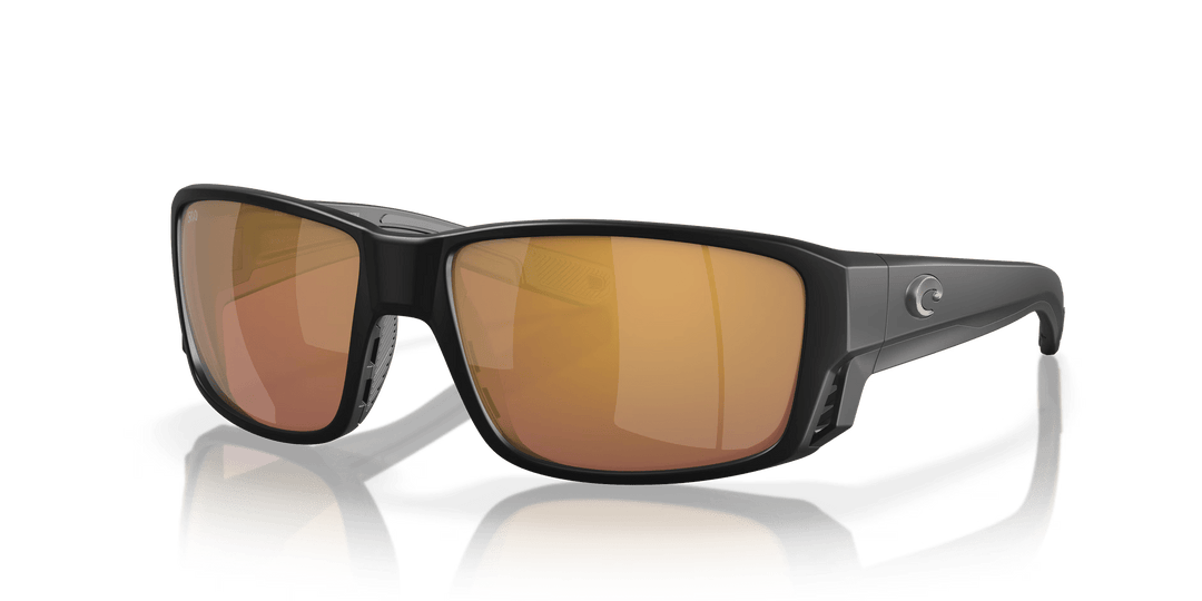 Costa Polarized Sunglasses Accessories Costa Del Mar Tuna Alley PRO Matte Black Gold Mirror Polarized Glass