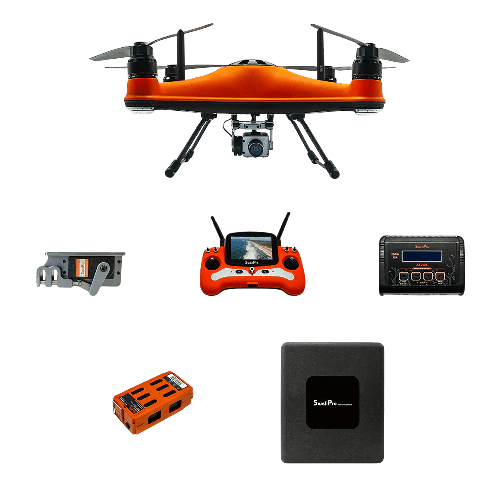 SwellPro - Fisherman FD3 Waterproof Fishing Drone Accessories SwellPro Advanced [4K Camera + Controller w/ Color Display] None 
