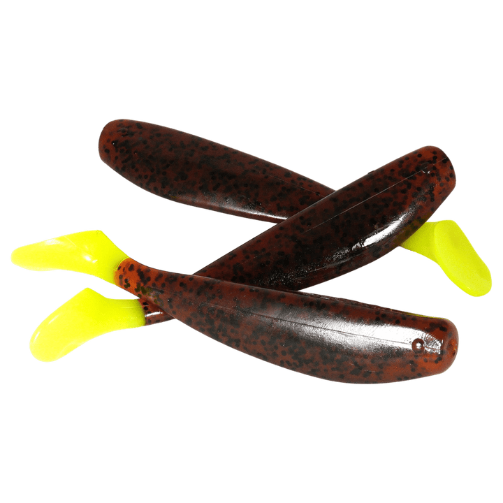 KWigglers 4in Paddle Tail 5pk Lure KWigglers Pumpkinseed Chartreuse 