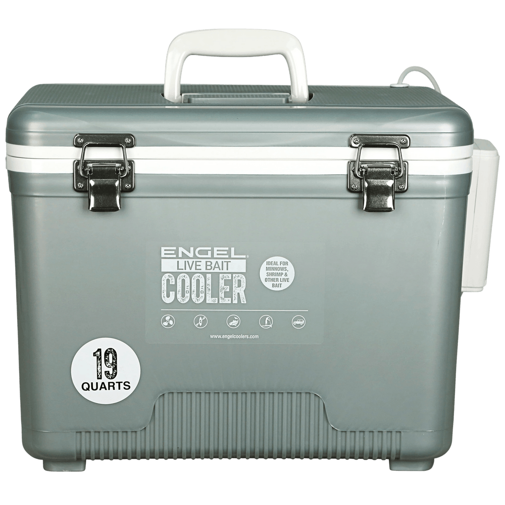 Engel® 19Qt Live Bait Pro Cooler with Rechargeable Aerator & Stainless Hardware Engel Coolers Silver 