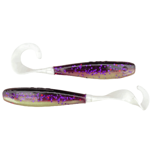 A.M. Fishing - Garlic Infused Soft Plastics Lure A.M. Fishing 4in - 8pk Midnight Mullet White Tails 