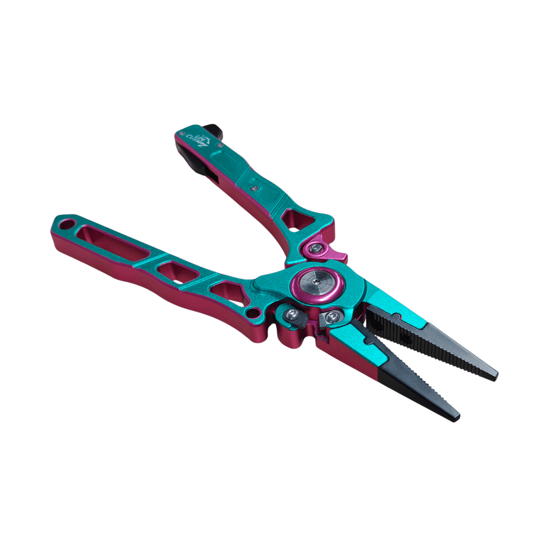 Line Cutterz™ Elite Fishing Pliers with Patented Ceramic Line Cutter Cutter Tool Line Cutterz Electric Reef 2 Tone Pink / Teal Standard Tip 