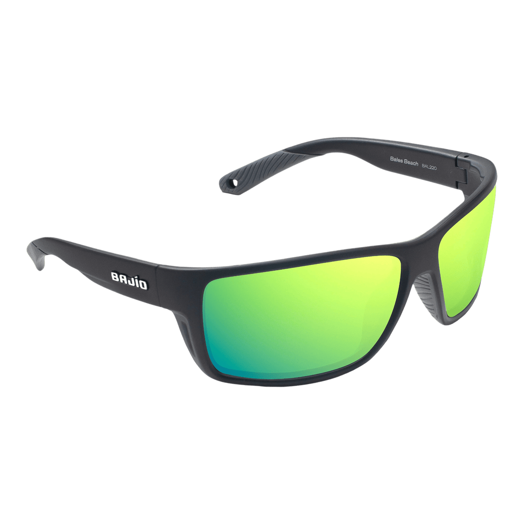 Bajio Sunglasses Bajio Bales Beach Black Matte Green Mirror - Glass