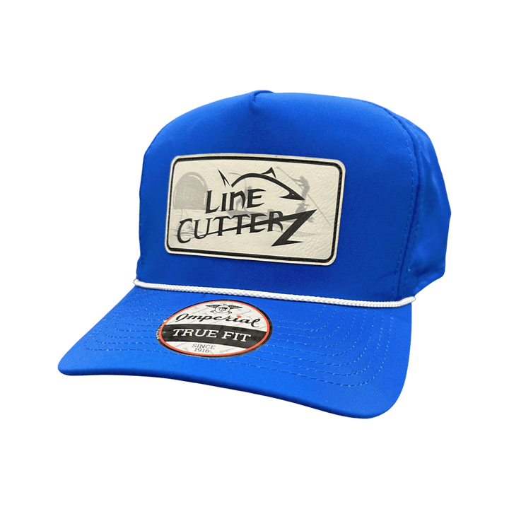 Line Cutterz Snapback Polyester Rope Hat Hats Line Cutterz Royal White Ivory Faux Leather Patch w/ Silhouette