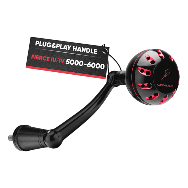 Gomexus Plug&Play Aluminum Power Handle For Penn Fierce III&IV Gomexus Fierce III/IV 5000-6000 Black/Red 