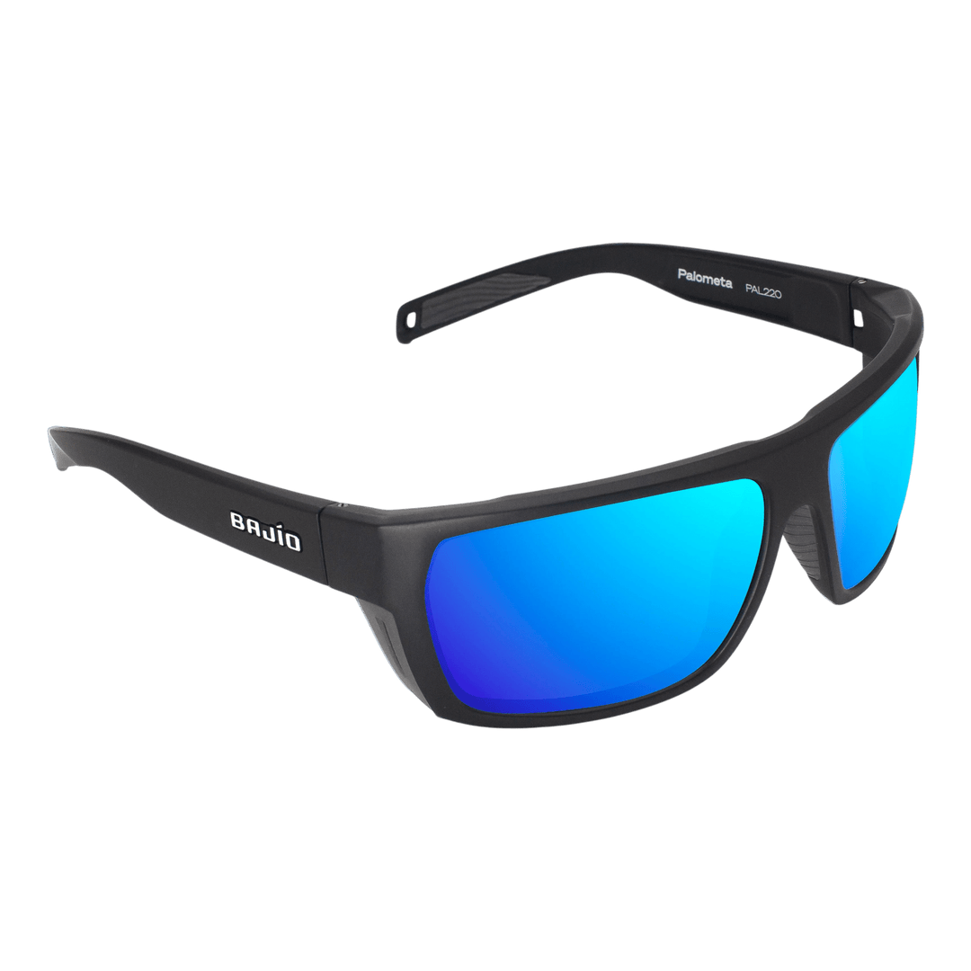 Bajio Sunglasses Bajio Palometa Black Matte Blue Mirror - Glass
