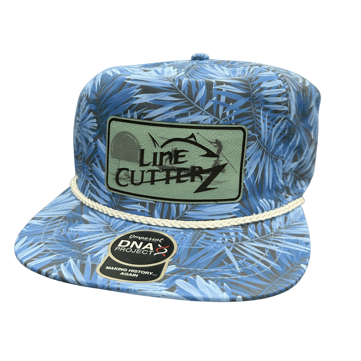 Line Cutterz Floral Rope Hat Hats Line Cutterz Blue Hawaiian White Green Patch w/ Silhouette