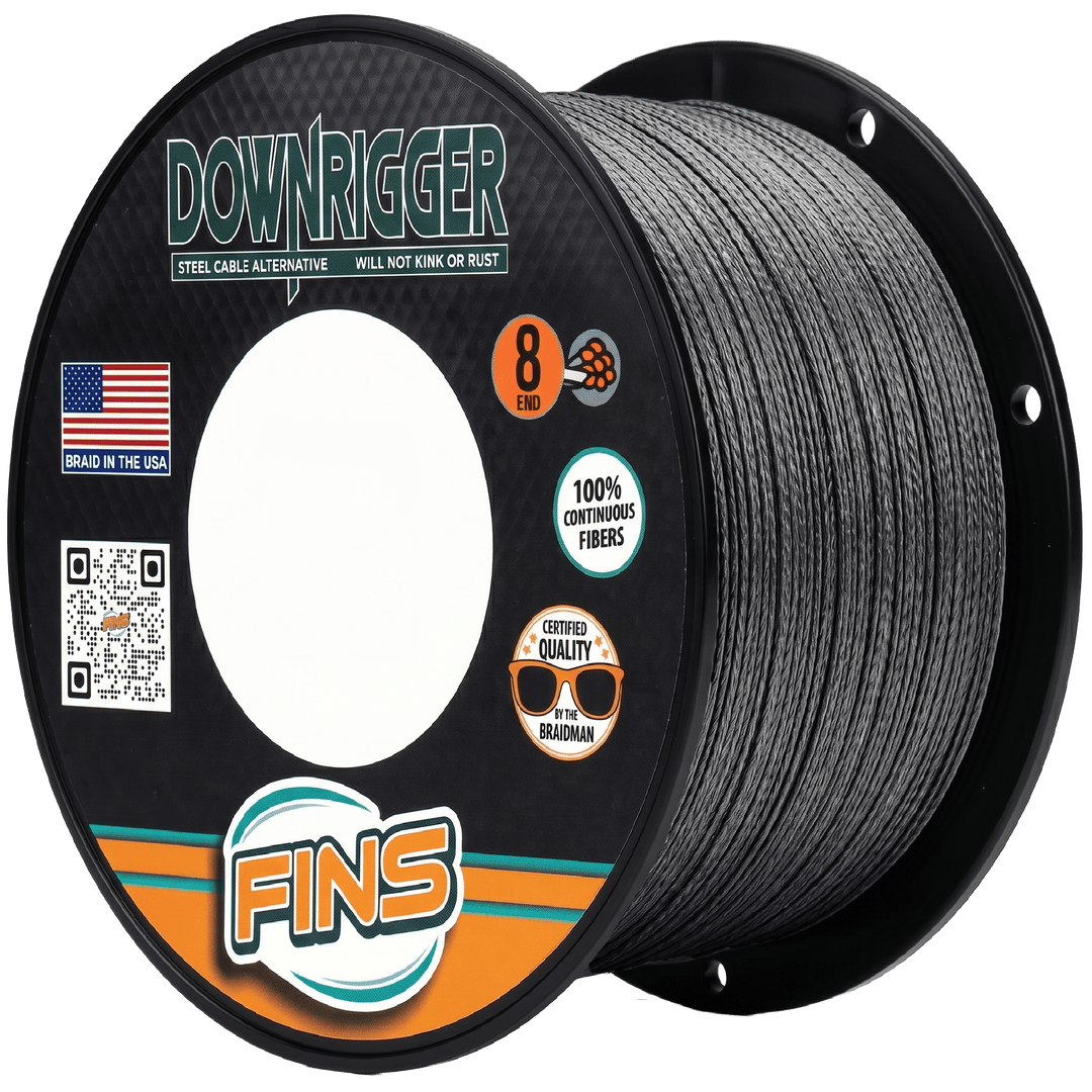 Downrigger Braid Fishing Line FINS Braids 150 lb. 100 yards Black