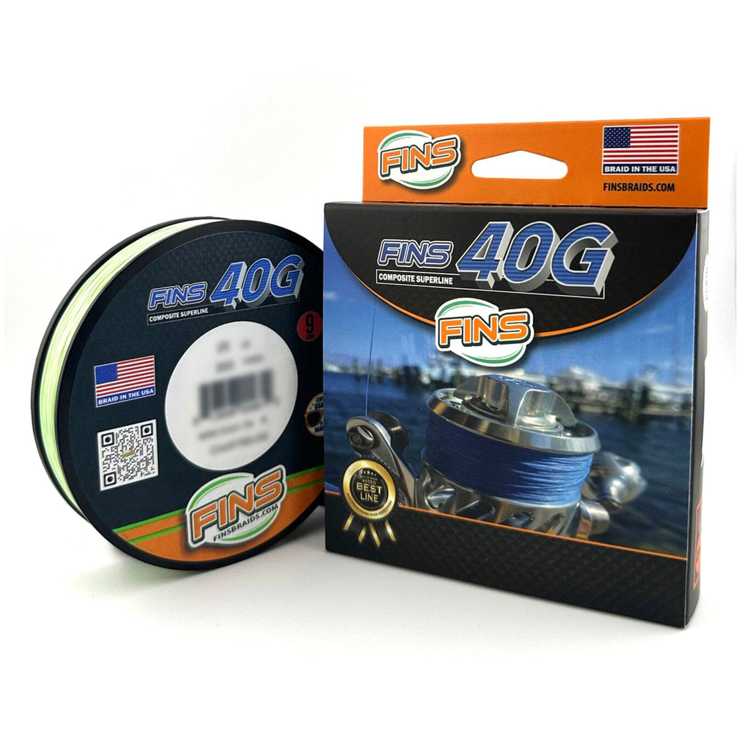 40G Fishing Braid 15-50lb. Fishing Line FINS Braids 15 lb. 300 yards Chartreuse