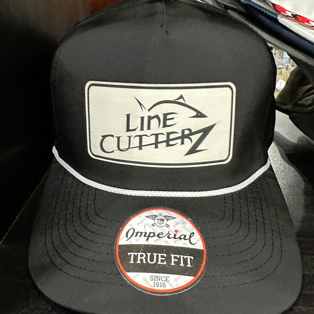 Line Cutterz Snapback Polyester Rope Hat Hats Line Cutterz Black White Ivory Faux Leather Patch
