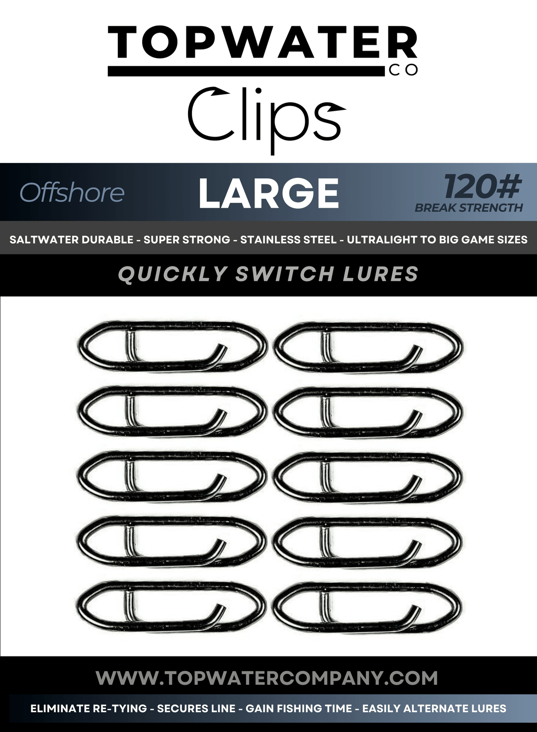 Topwater Co Speed Clips (15-45-70-120lbs) Topwater Co Large 25 