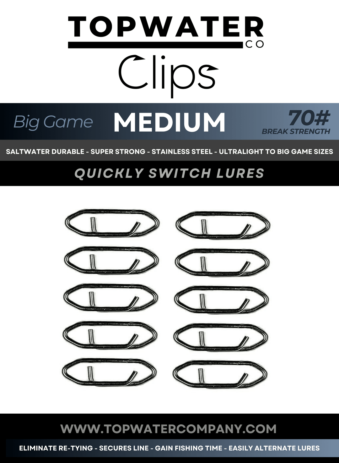 Topwater Co Speed Clips (15-45-70-120lbs) Topwater Co Medium 25 